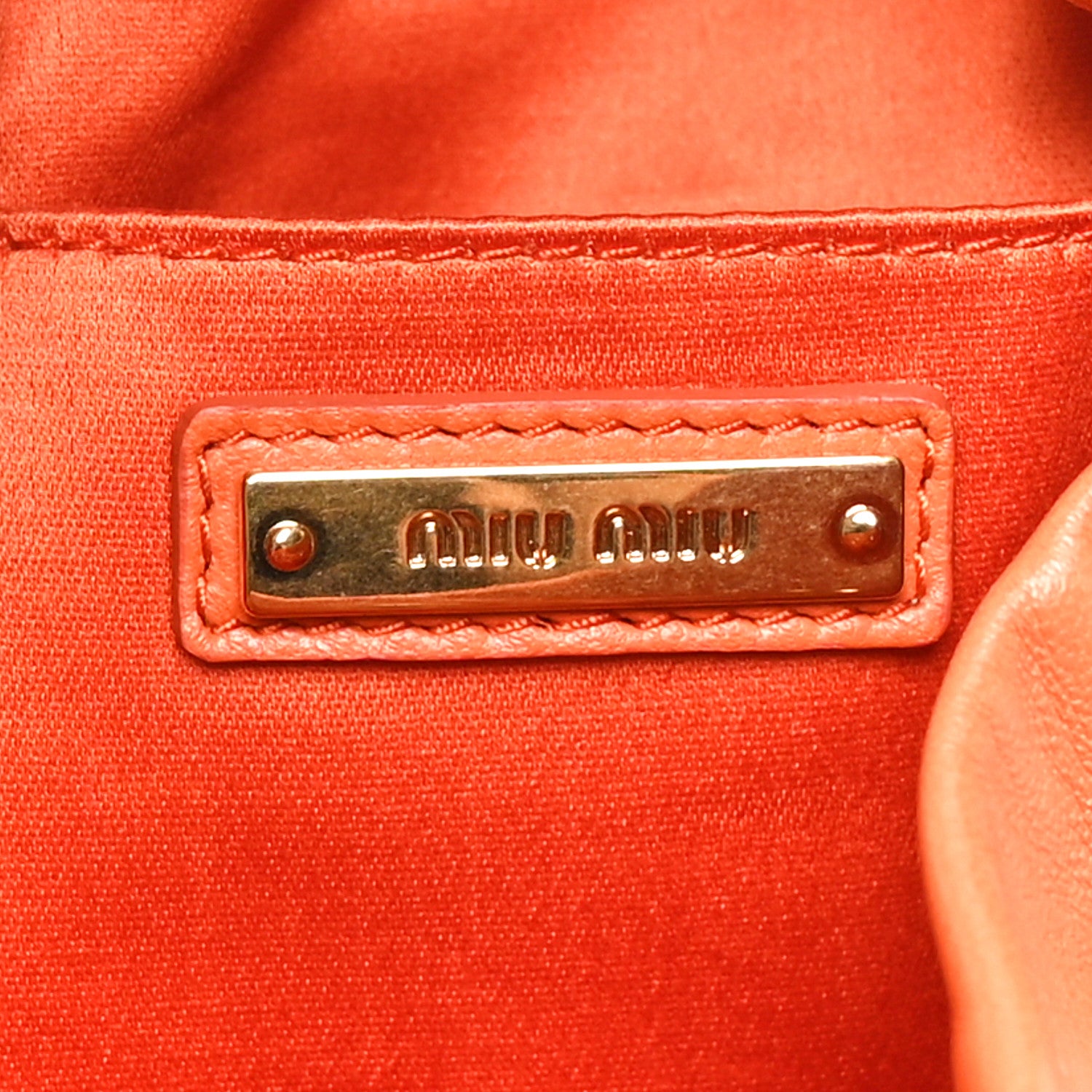 Miu Miu Nappa Matelasse Small Bucket Bag Papaya 6 of 10