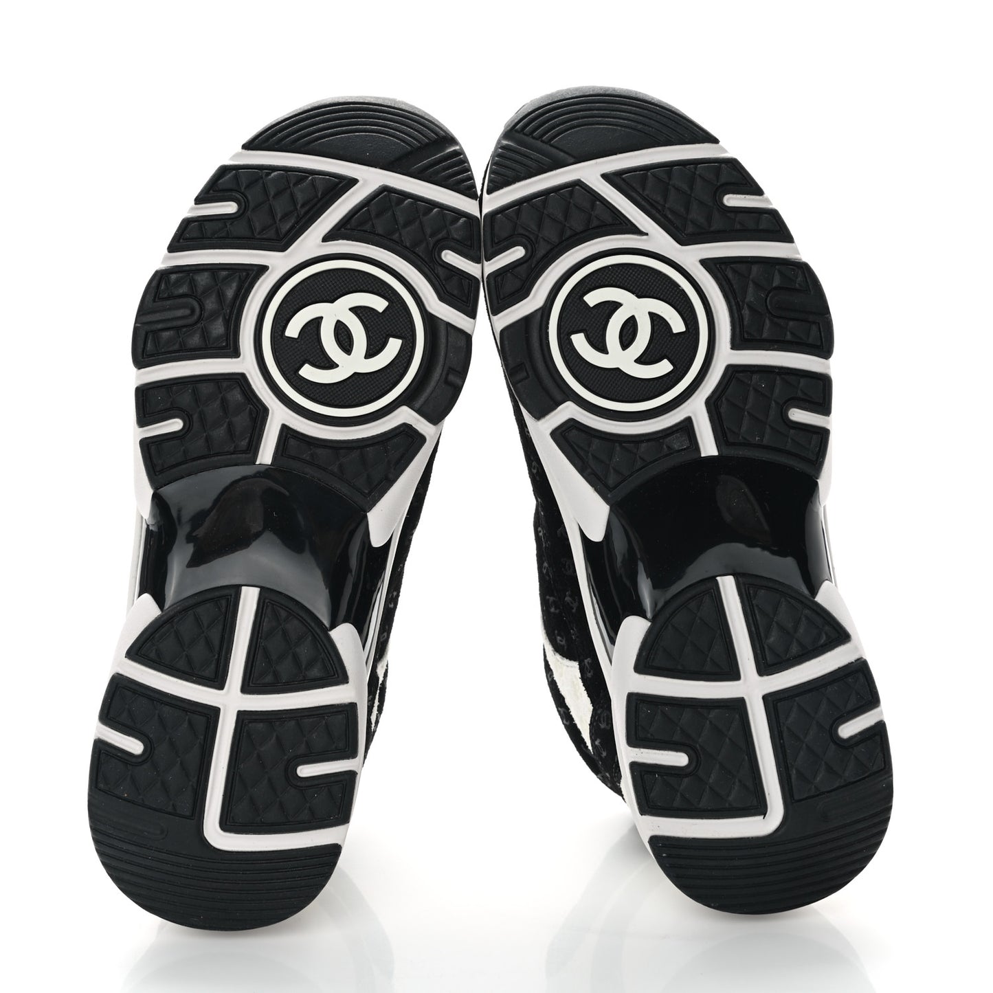 Nylon Suede Calfskin Printed CC Sneakers 35 White Black