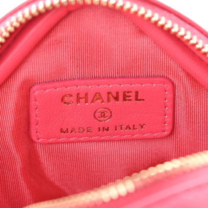 Chanel Lambskin Quilted Diamond Coin Purse With Chain Pink 6 of 9