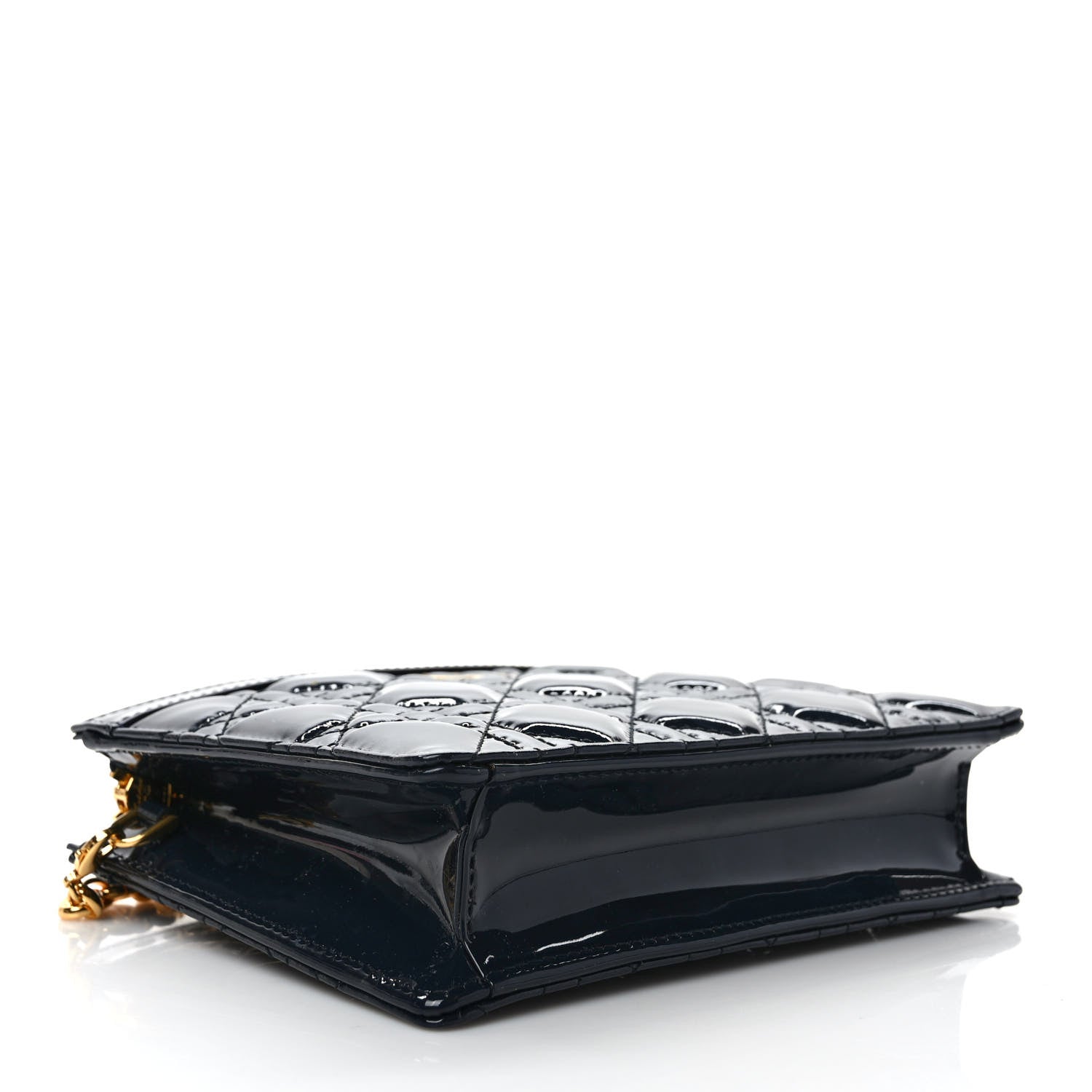 Christian Dior Patent Cannage Caro Zipped Pouch With Chain True Blue 3 of 7