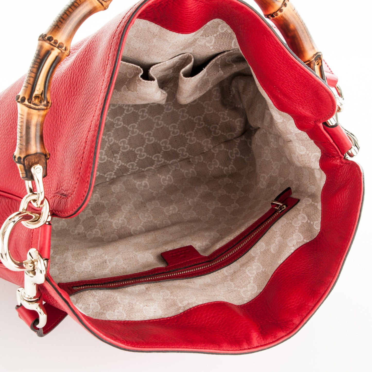 Pebbled Calfskin Medium Diana Bamboo Shoulder Bag Red
