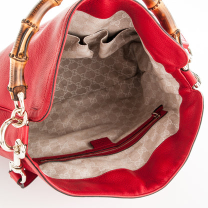 Gucci Pebbled Calfskin Medium Diana Bamboo Shoulder Bag Red 5 of 8