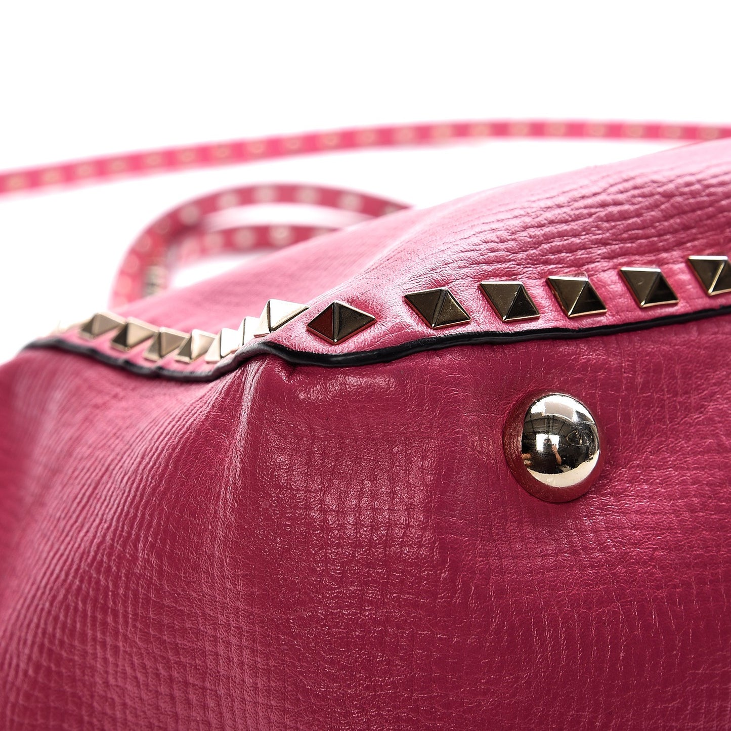 Textured Calfskin Medium Rockstud Tote Pop Fuxia