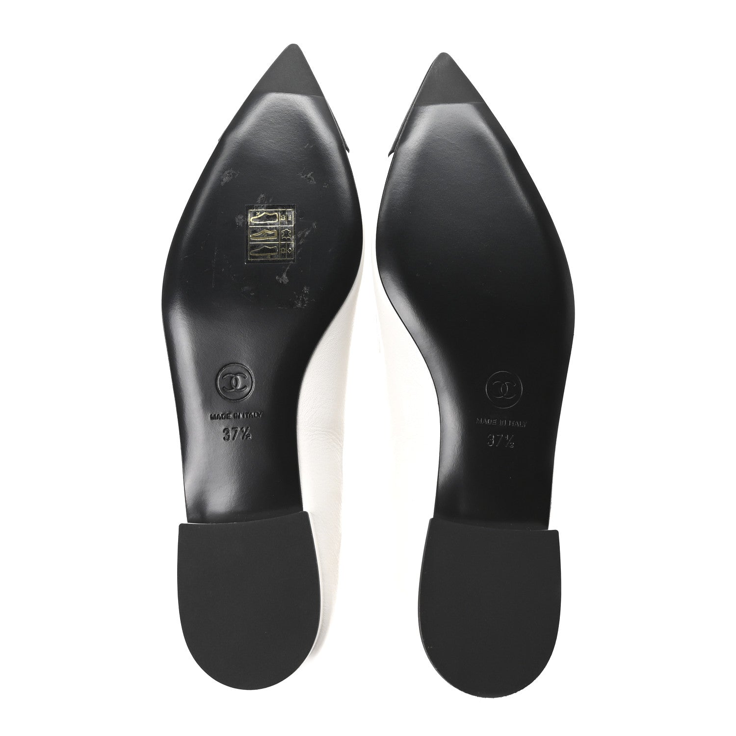 Chanel Shiny Lambskin Grosgrain Pearl Mary Janes Flats 37.5 White Black 6 of 10
