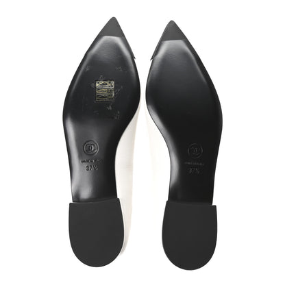 Chanel Shiny Lambskin Grosgrain Pearl Mary Janes Flats 37.5 White Black 6 of 10