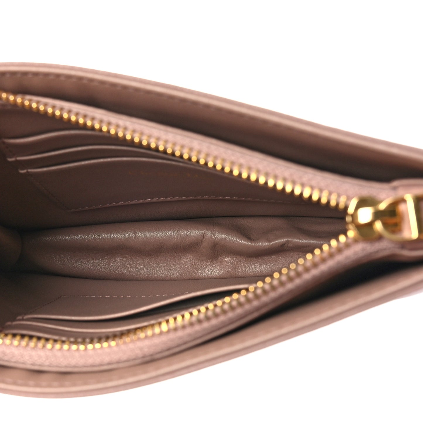 Calfskin Cannage Caro Zipped Pouch With Chain Fard