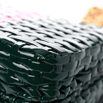 Gucci Glazed Wicker Stripe Mini Cestino Shoulder Bag Green 12 of 14