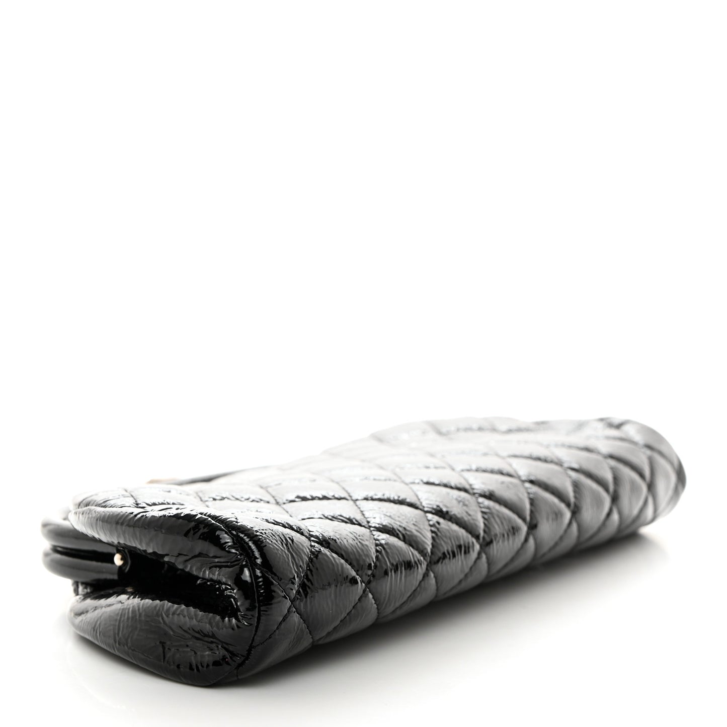 Distressed Patent Quilted Timeless Clutch Black