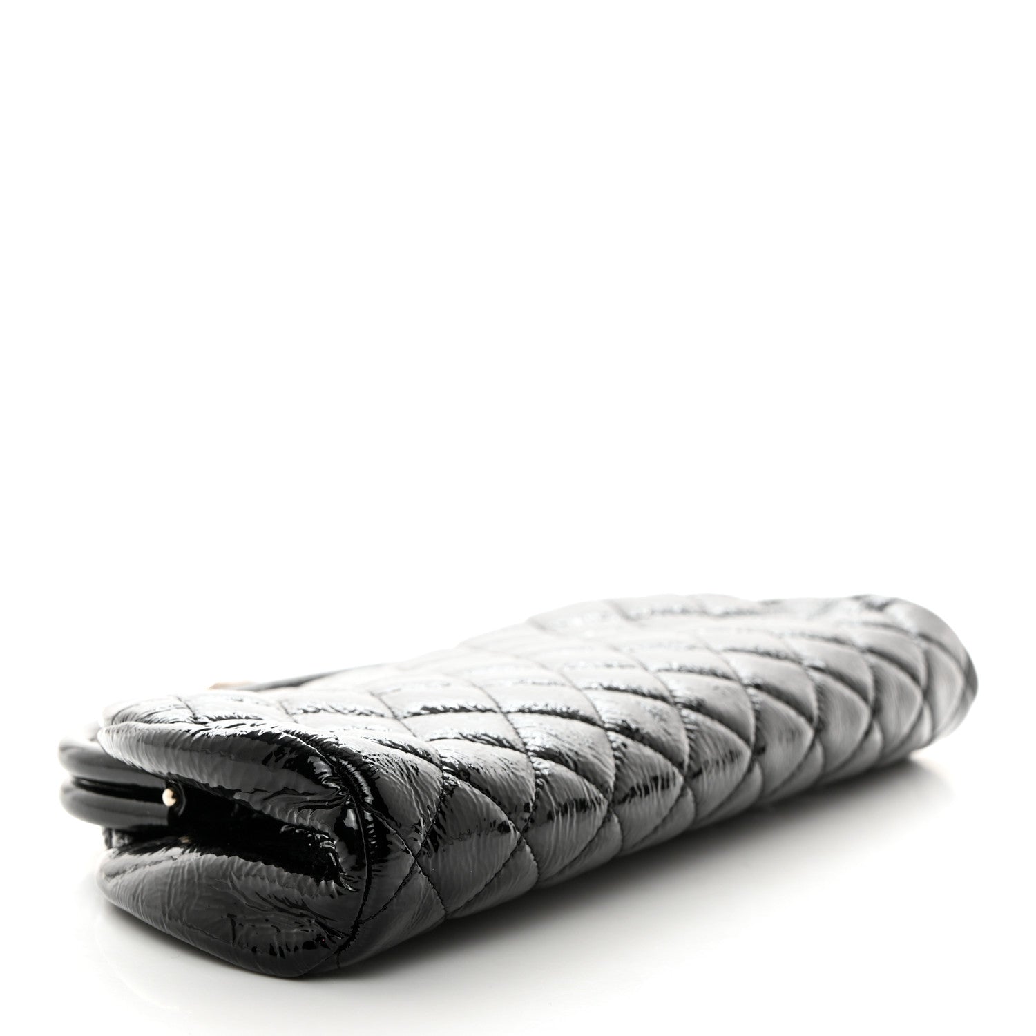Chanel Distressed Patent Quilted Timeless Clutch Black 4 of 7