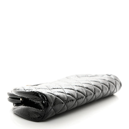 Chanel Distressed Patent Quilted Timeless Clutch Black 4 of 7