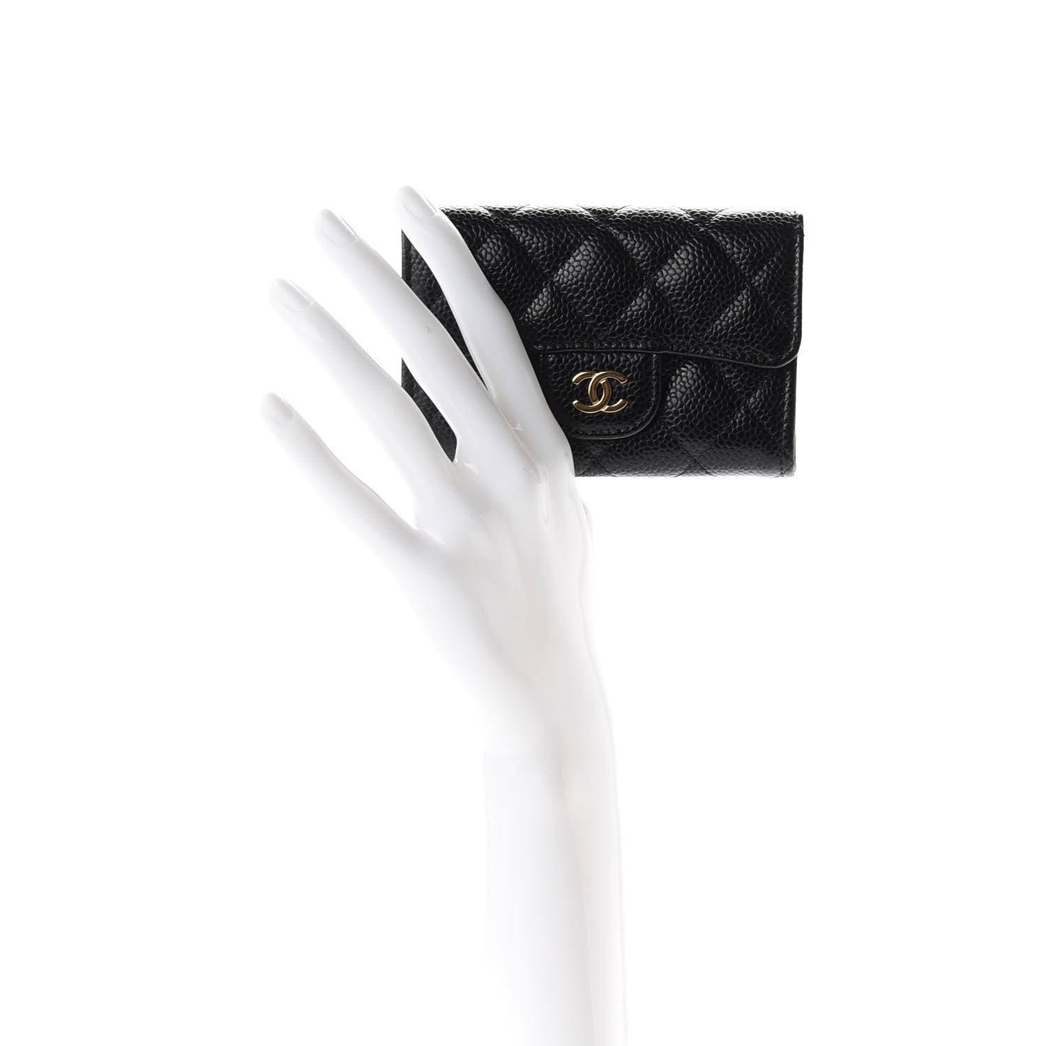 Chanel Caviar Quilted Flap Card Holder Wallet Black 2 of 9