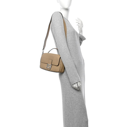 Fendi Cuoio Roma Sellerissima Nappa Sintetica Tape Stitch Baguette Beige 2 of 10