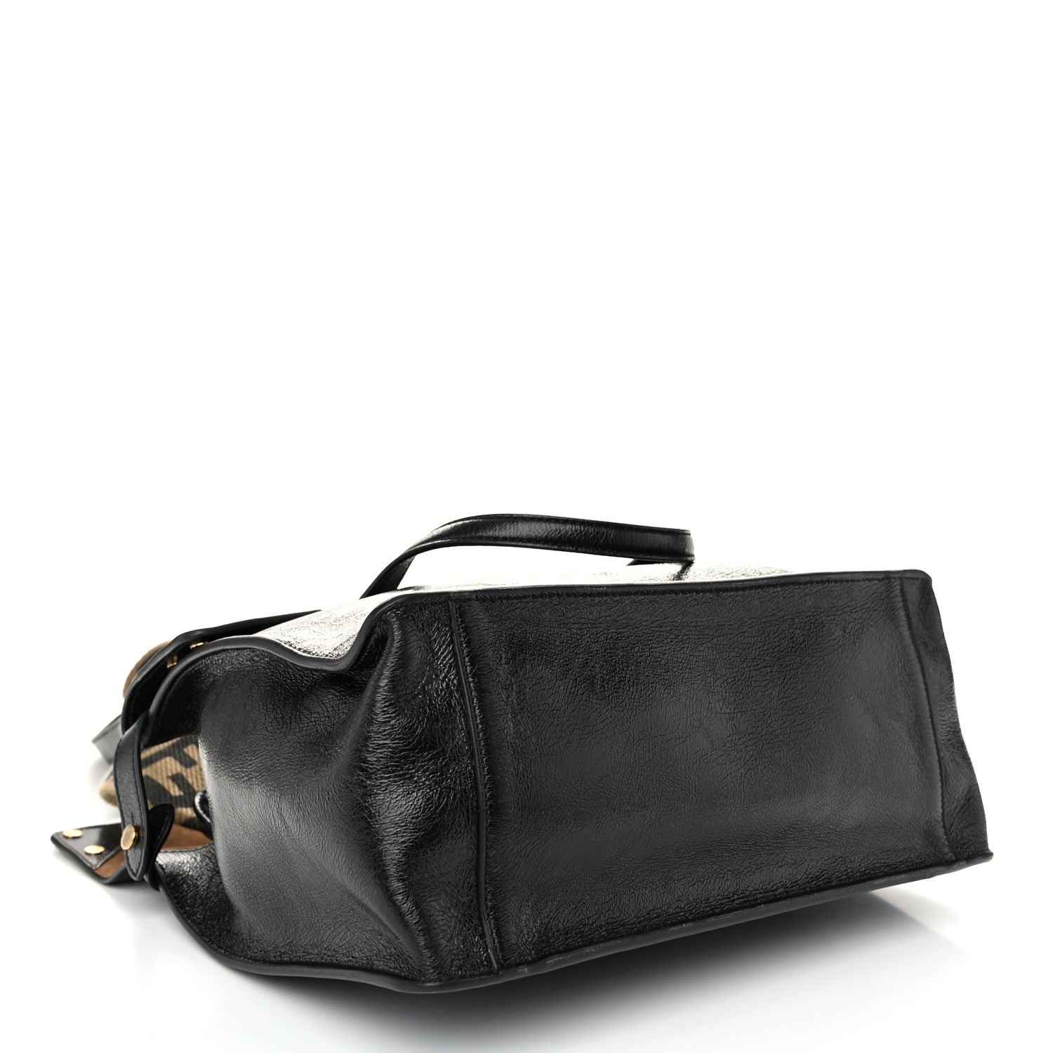 Fendi Agnello Old Shine Vitello Go Rain Large Flip Tote Black Marrone 4 of 9