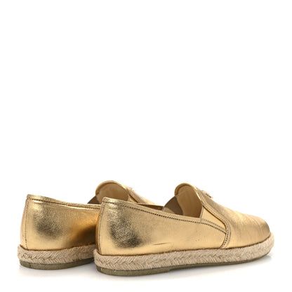 Chanel Metallic Lambskin CC Mocassin Loafers 37.5  Gold 5 of 10