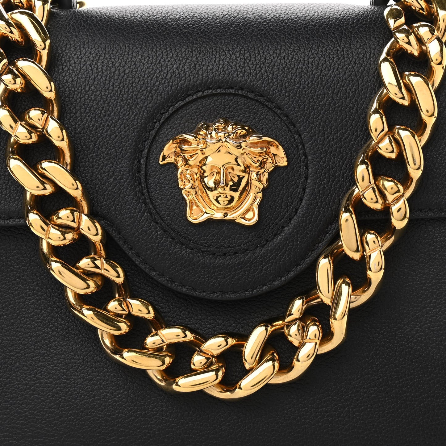 Calfskin Medium La Medusa Top Handle Handbag Black