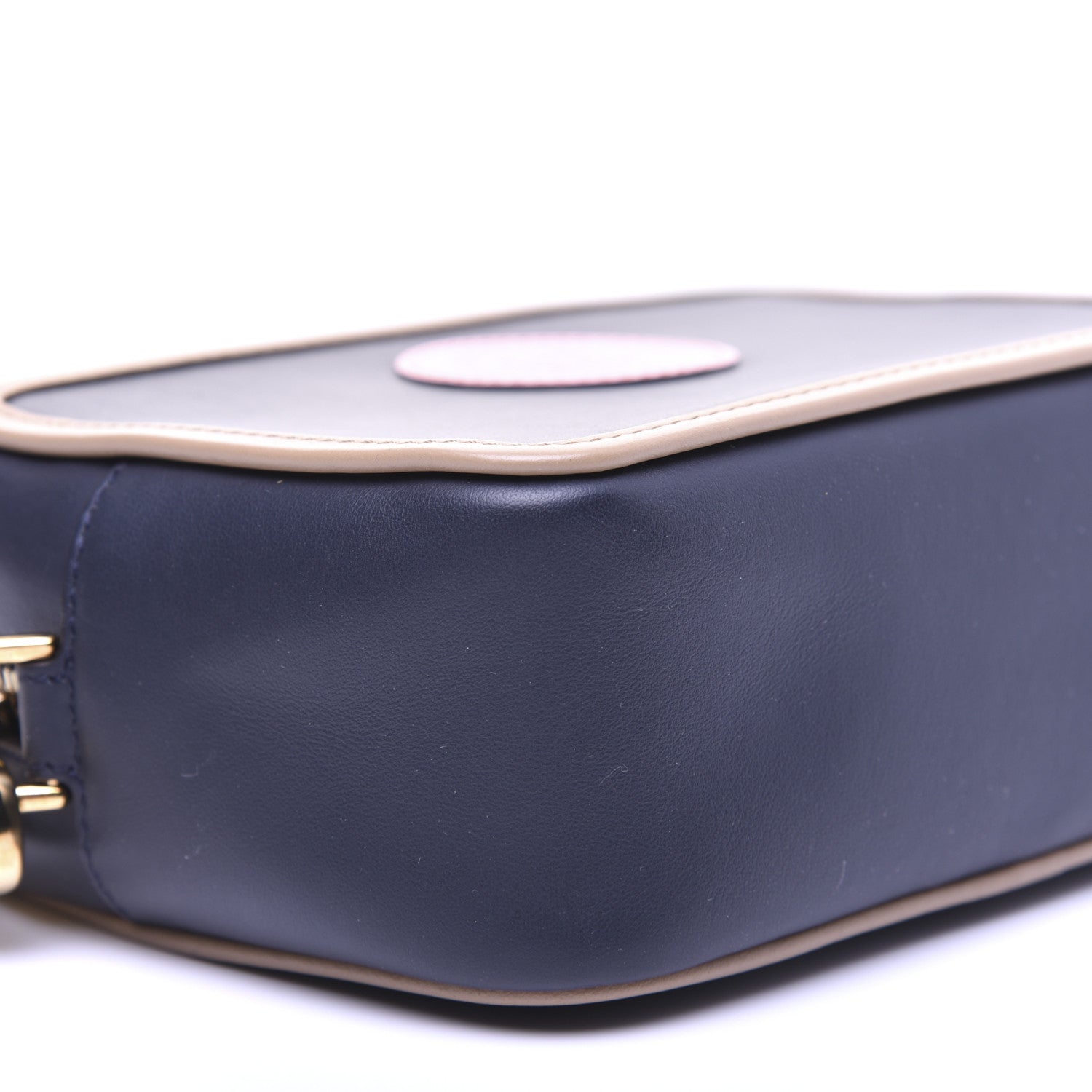 Fendi Vitello Century Matte Stamp Patch Bi-Color Mini Camera Case Blue Notte Amido Pink 6 of 13