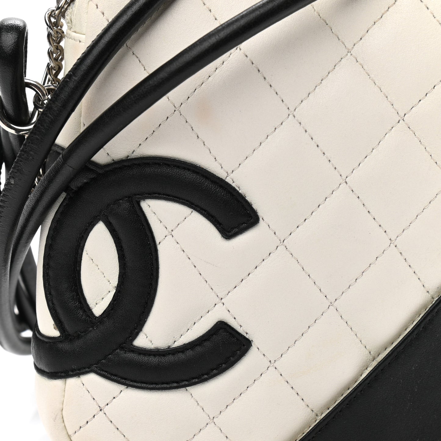 Calfskin Quilted Cambon Small Messenger White Black