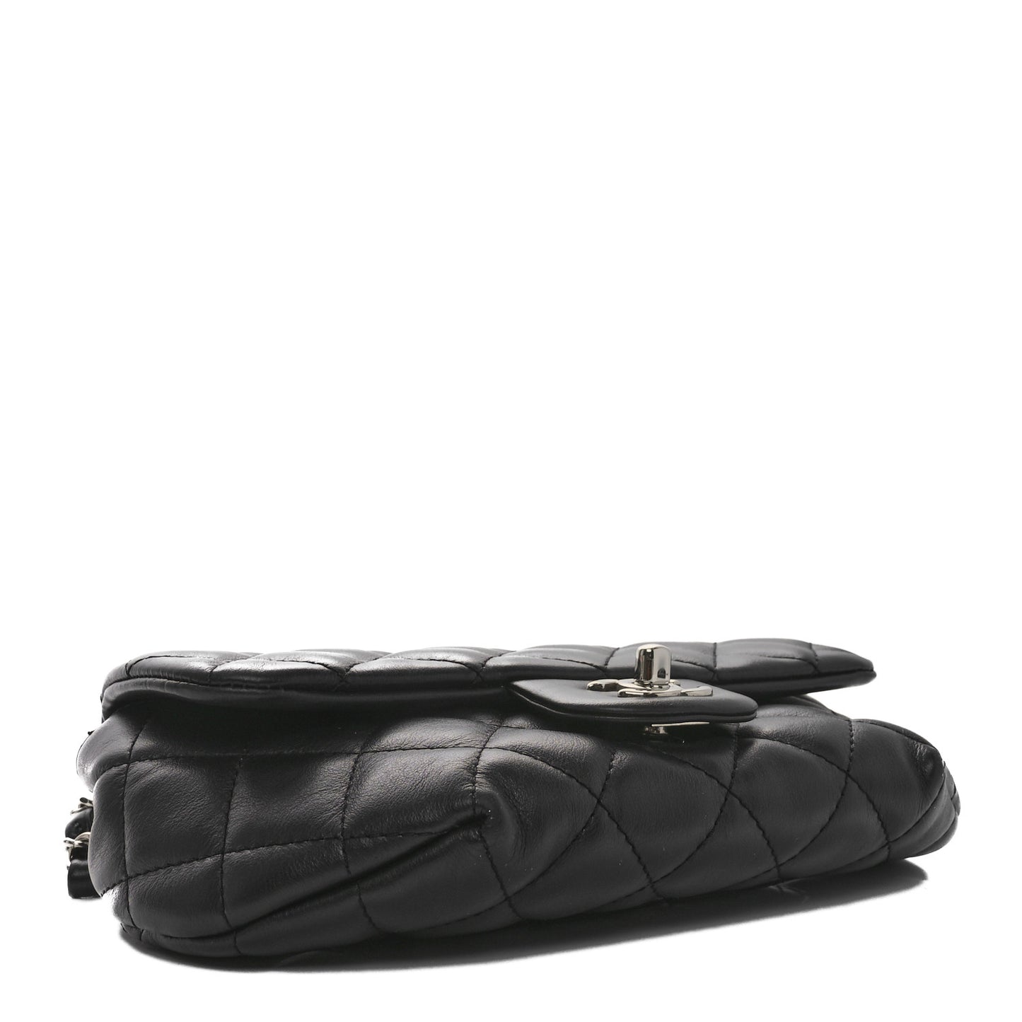 Calfskin Quilted CC Uniform Flap Belt Bag Black