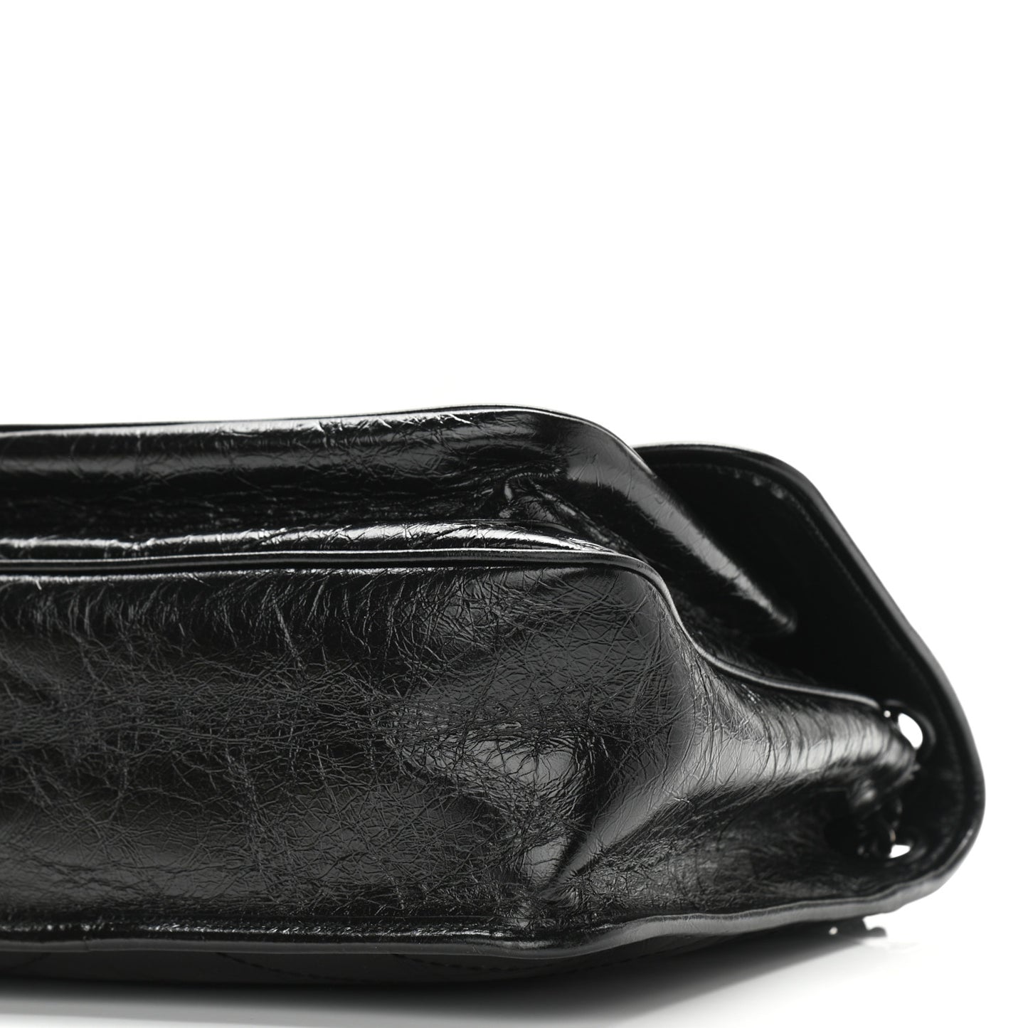 Crinkled Calfskin Matelasse Monogram Medium Niki Chain Satchel Black