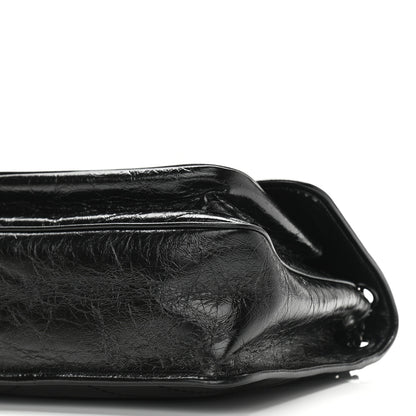 Saint Laurent Crinkled Calfskin Matelasse Monogram Medium Niki Chain Satchel Black 10 of 11