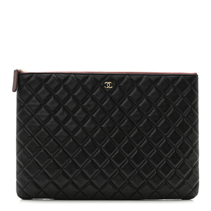 Chanel Lambskin Quilted Large Cosmetic Case Black 1 of 9