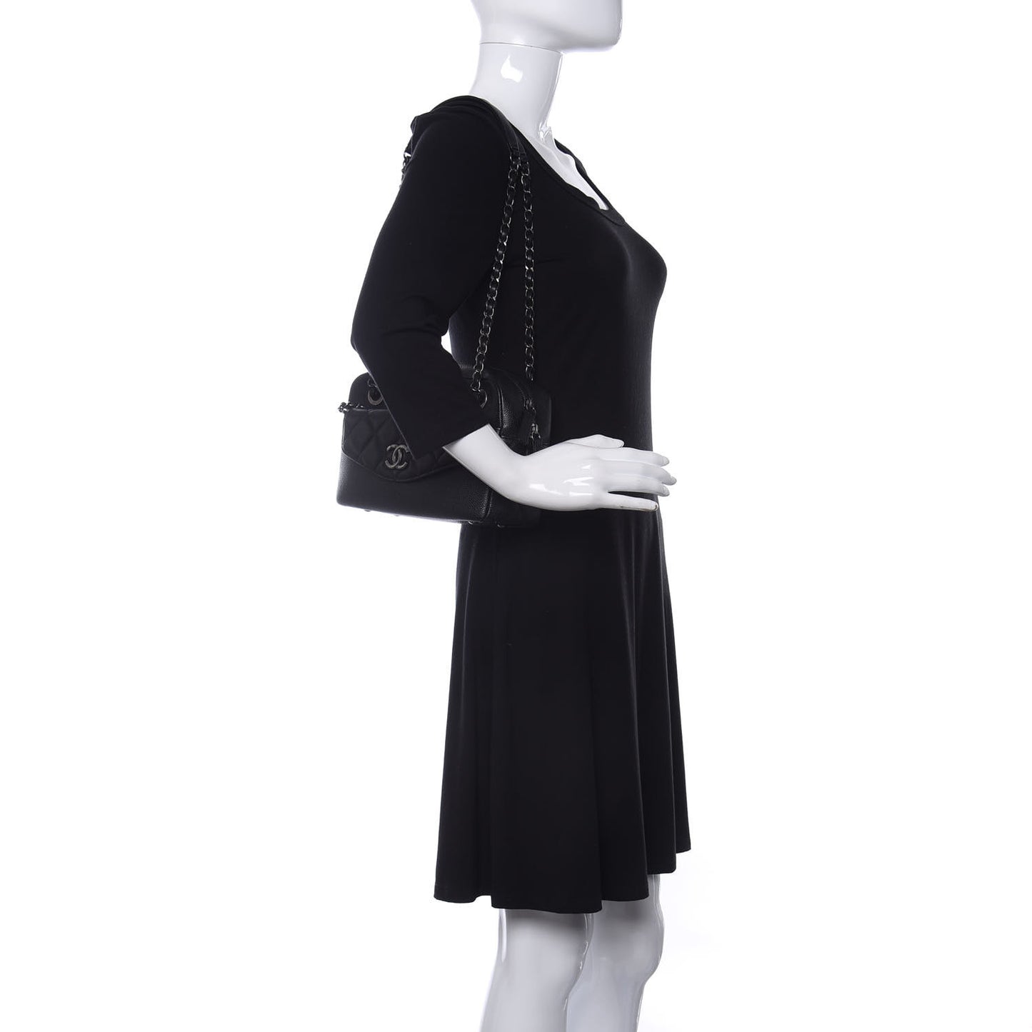 Caviar Lambskin Quilted Coco Break Camera Case Black