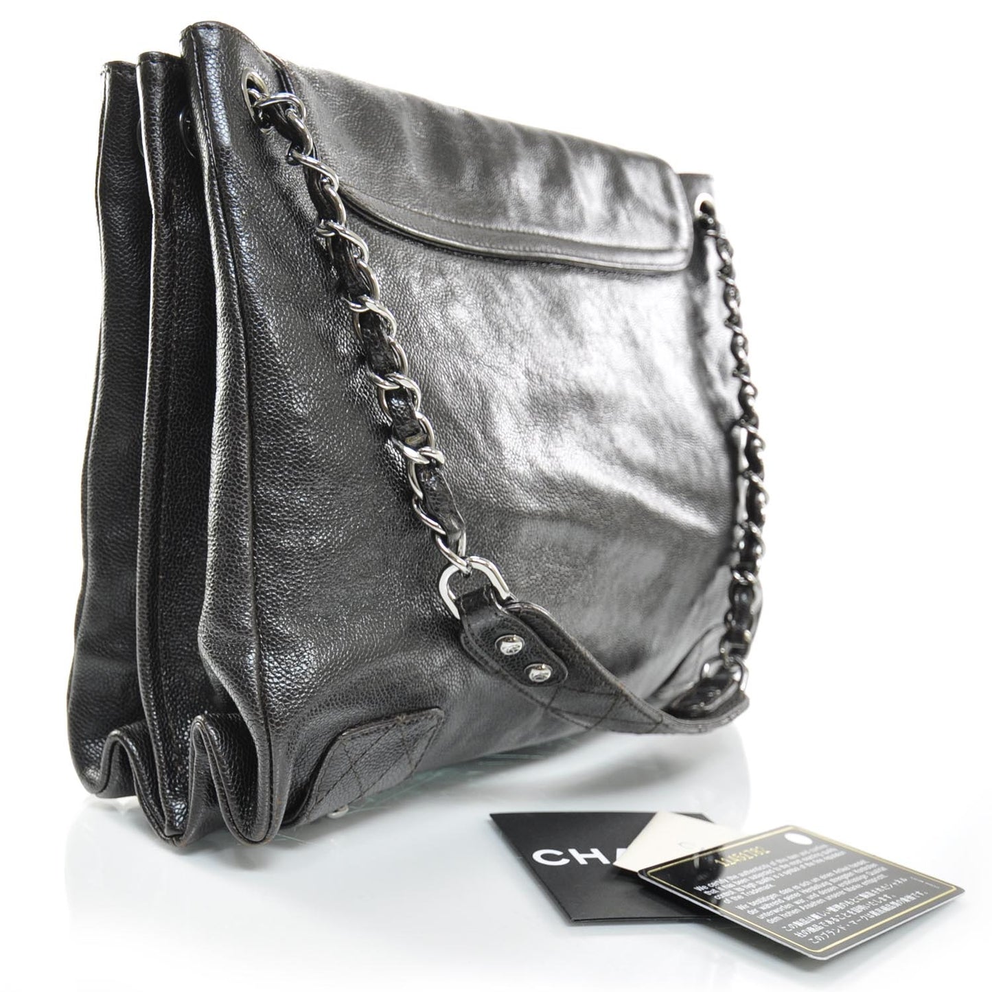 Glazed Caviar Pocket In The City Tote Brown