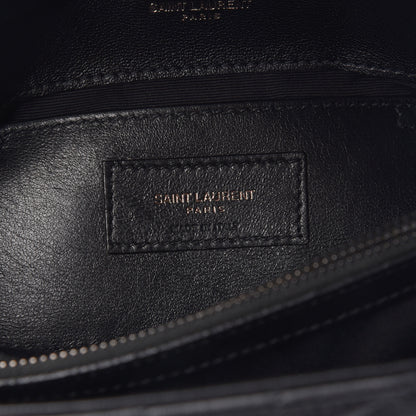 Saint Laurent Sheepskin Matelasse Chevron Monogram Medium College Bag Black 7 of 11