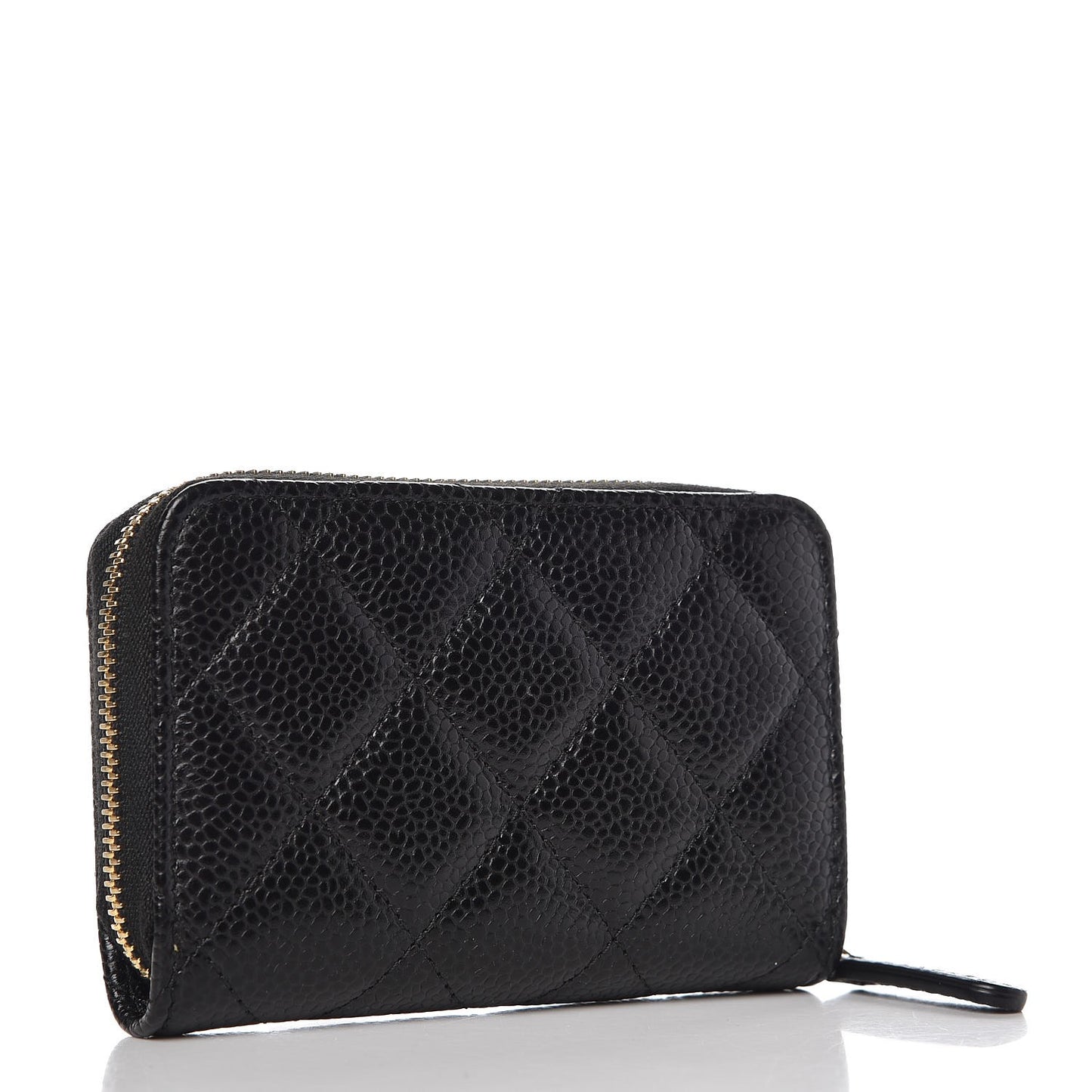 Caviar Quilted Zip Coin Purse Black