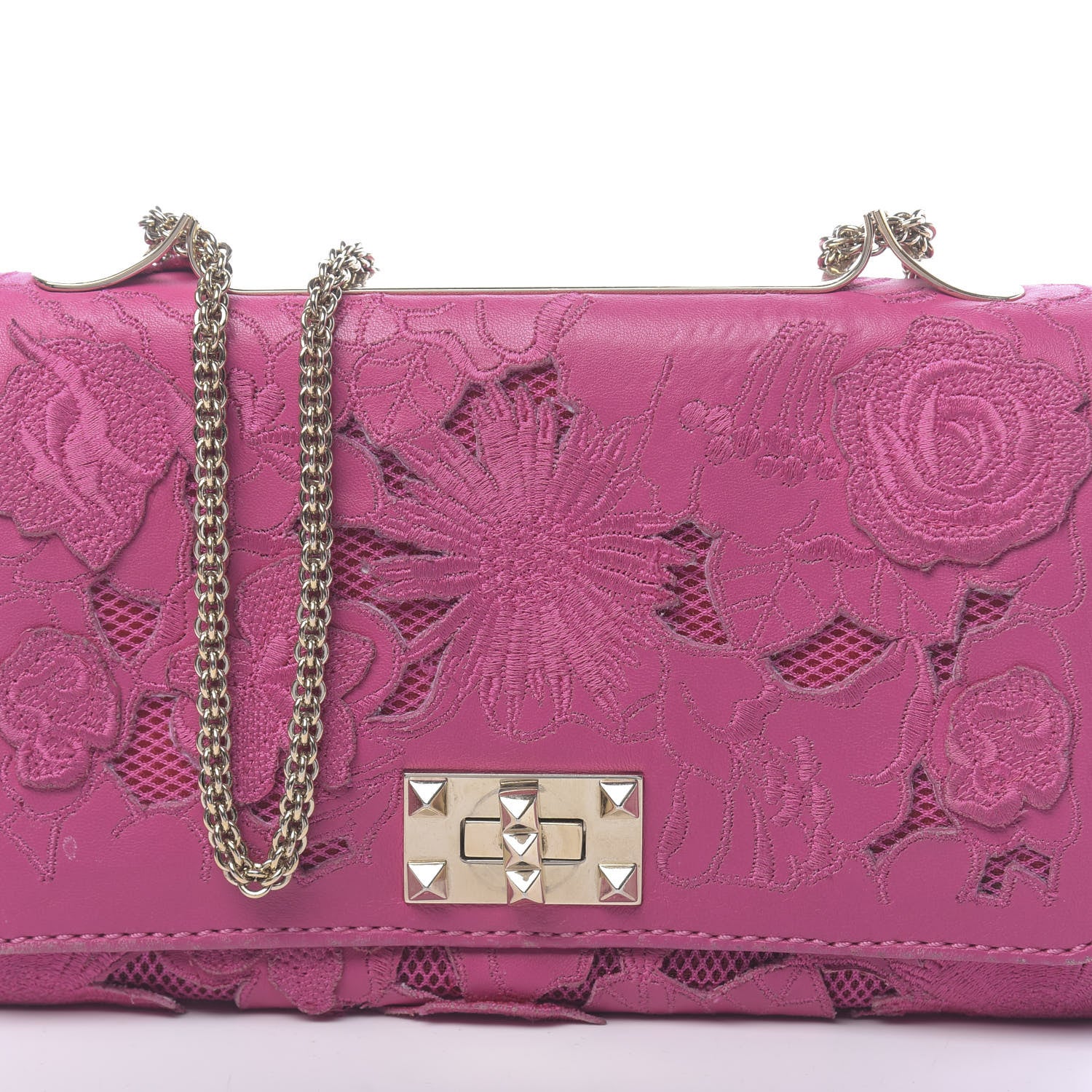 Valentino Garavani Nappa Lace Girello Flap Pop Fuxia 9 of 9