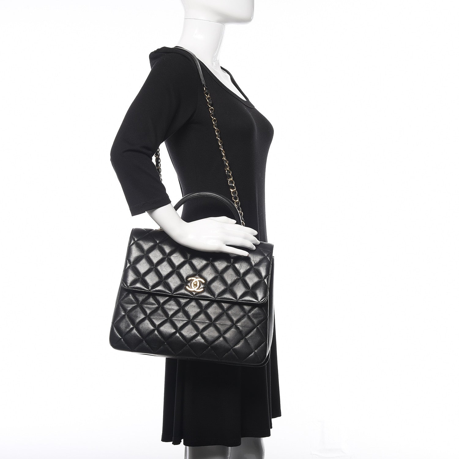 Chanel Lambskin Quilted Large Trendy CC Dual Handle Flap Bag Black 2 of 10