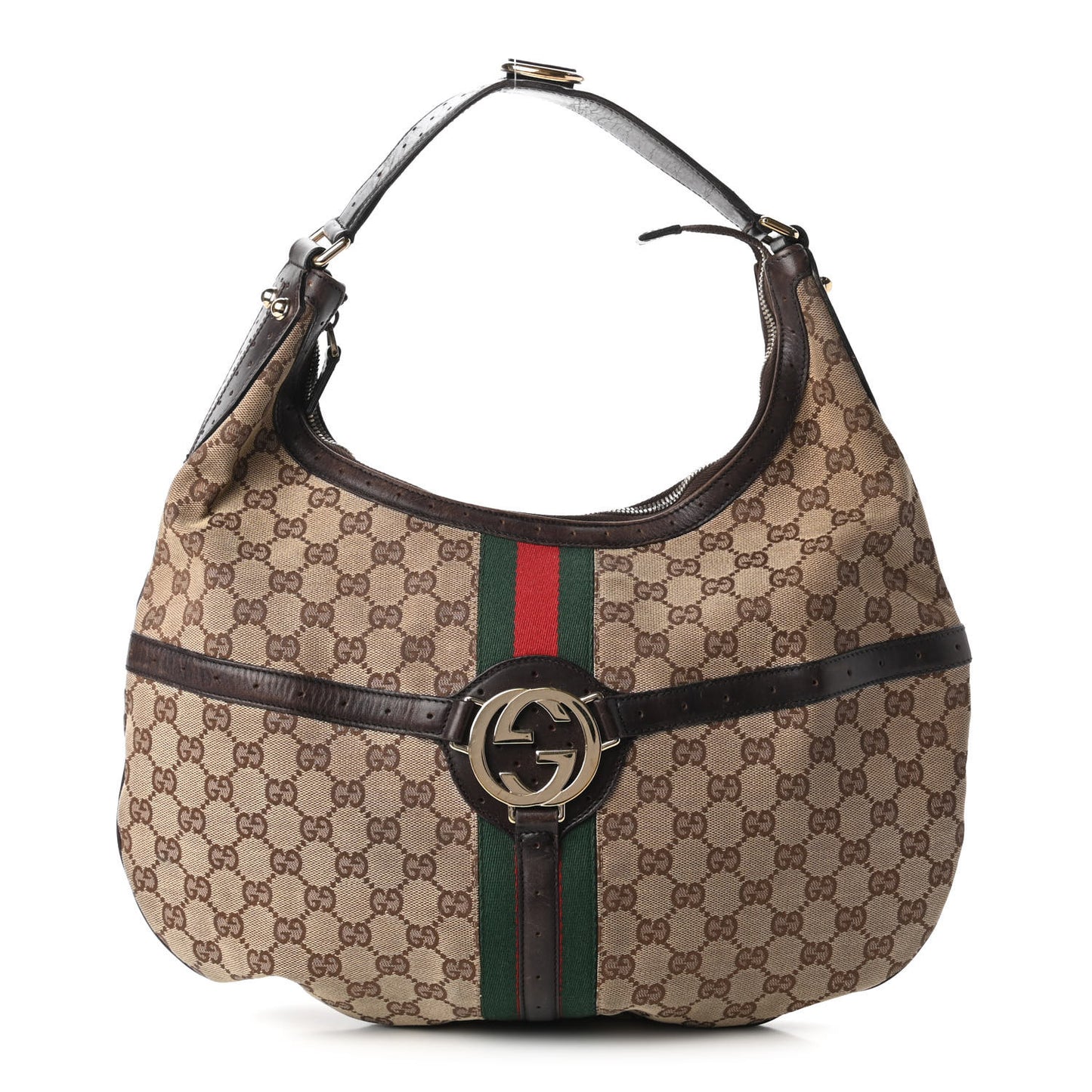 Monogram Web GG Reins Hobo Brown