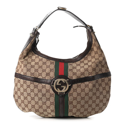 Gucci Monogram Web GG Reins Hobo Brown 1 of 10