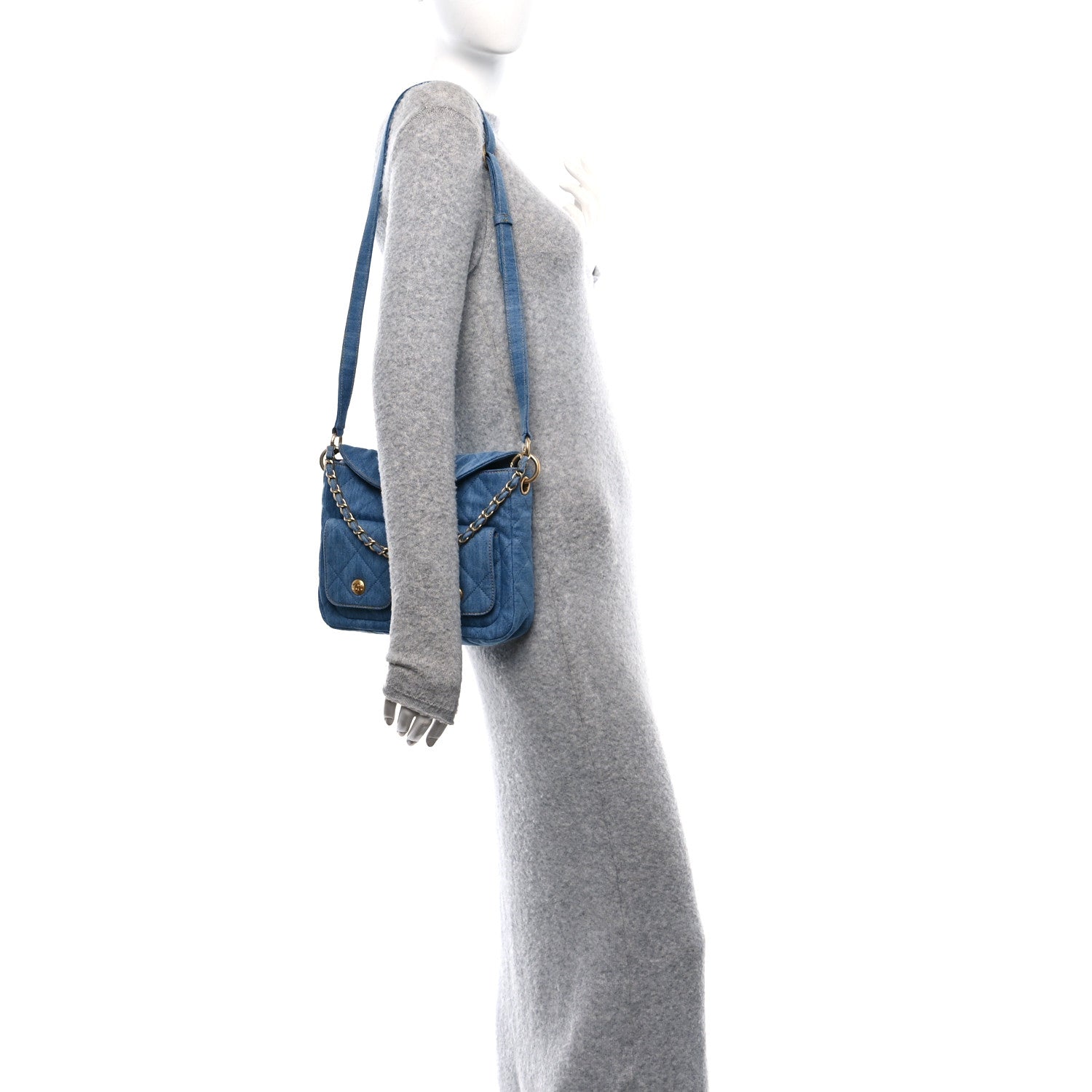 Chanel Denim Quilted Small Supple Twins Hobo Bag Blue 3 of 11