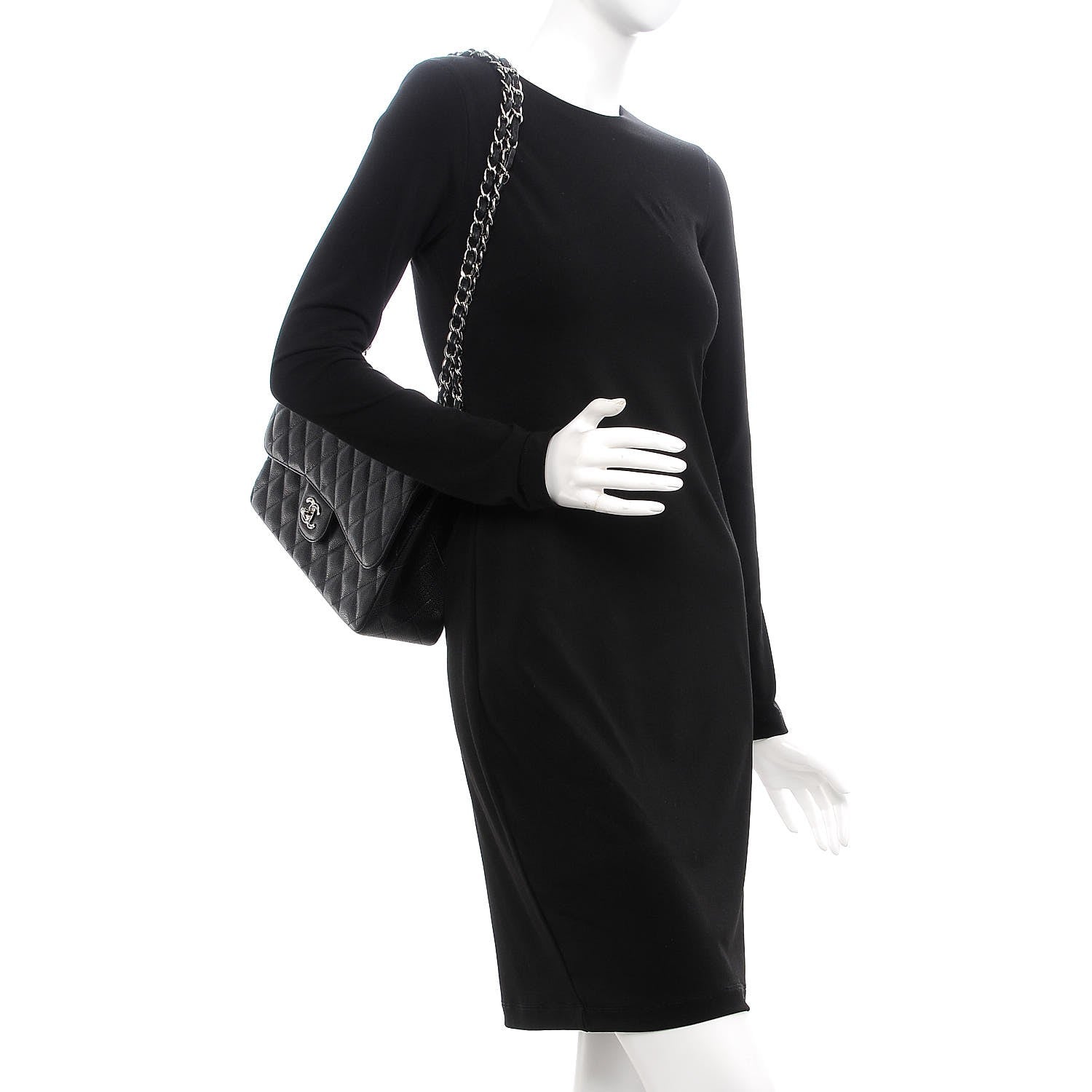 Chanel Caviar Quilted Jumbo Double Flap Black 3 of 13