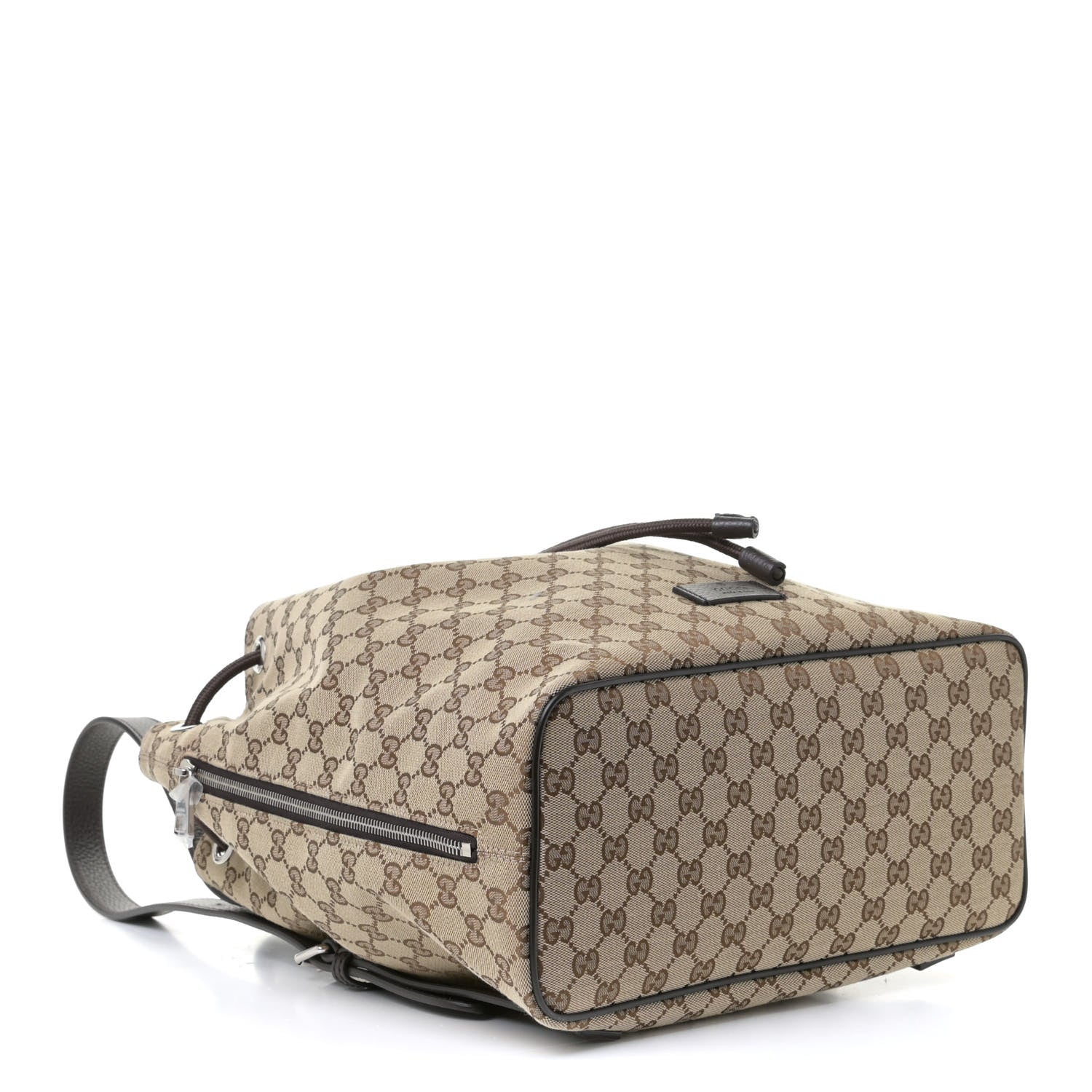 Gucci Monogram Dollar Calfskin O Drawstring Backpack Beige Ebony Testa di Moro Dark Chocolate 4 of 10