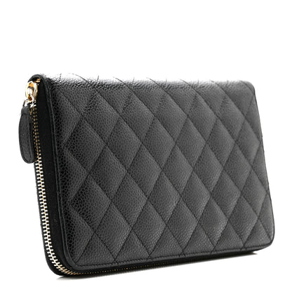 Chanel Caviar Quilted Large Zip Around Organizer Wallet Black 3 of 10