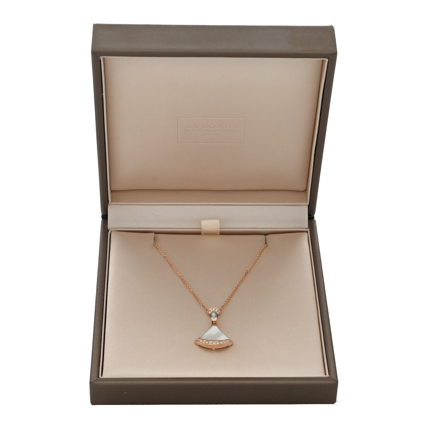 18K Rose Gold Diamond Large Mother of Pearl Divas' Dream Pendant Necklace