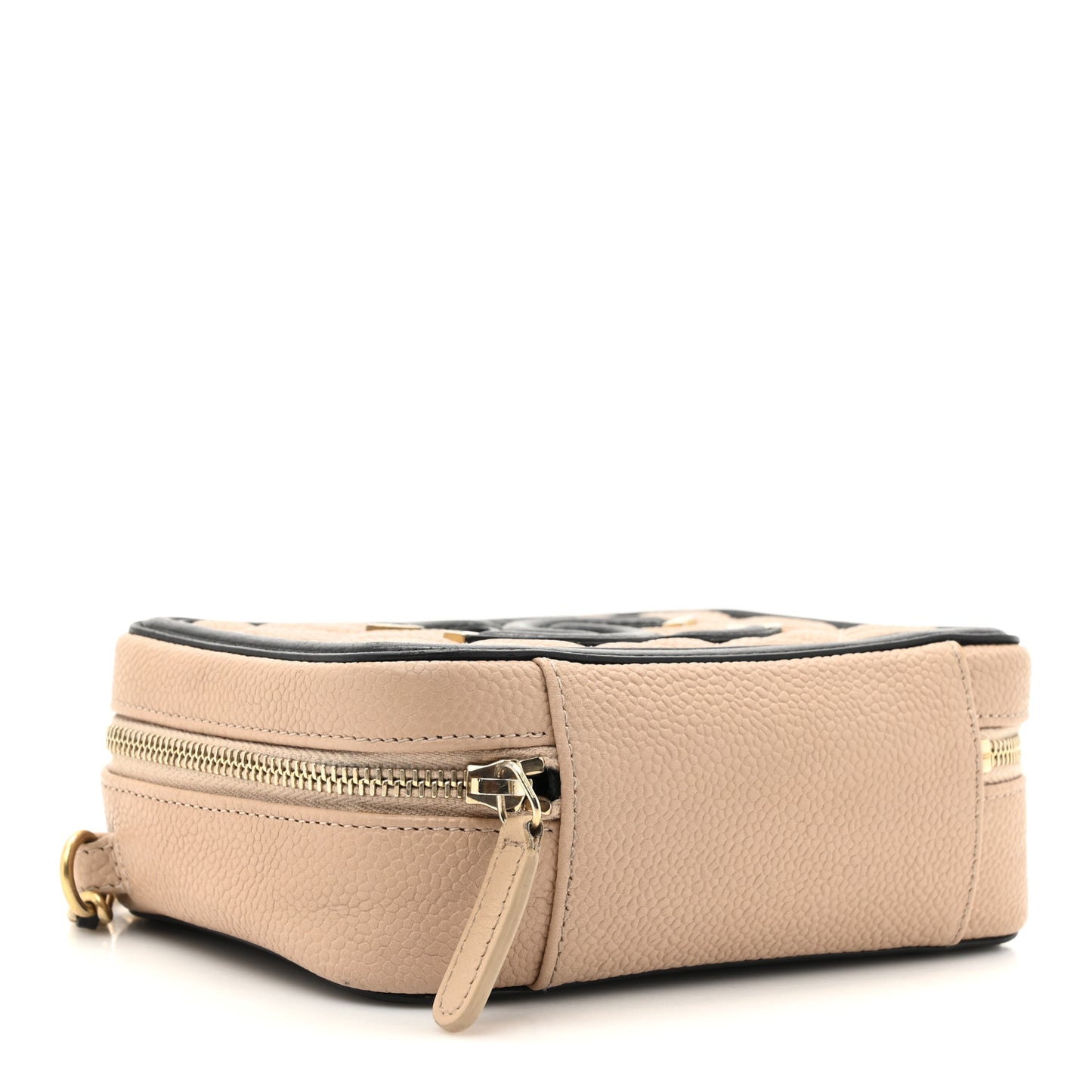Caviar Quilted CC Filigree Vanity Clutch With Chain Beige Black