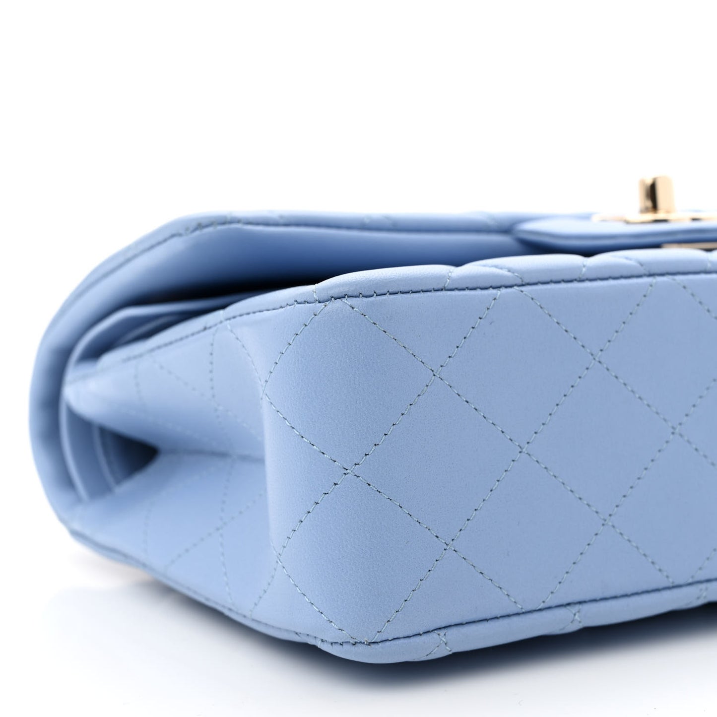 Lambskin Quilted Small Double Flap Light Blue