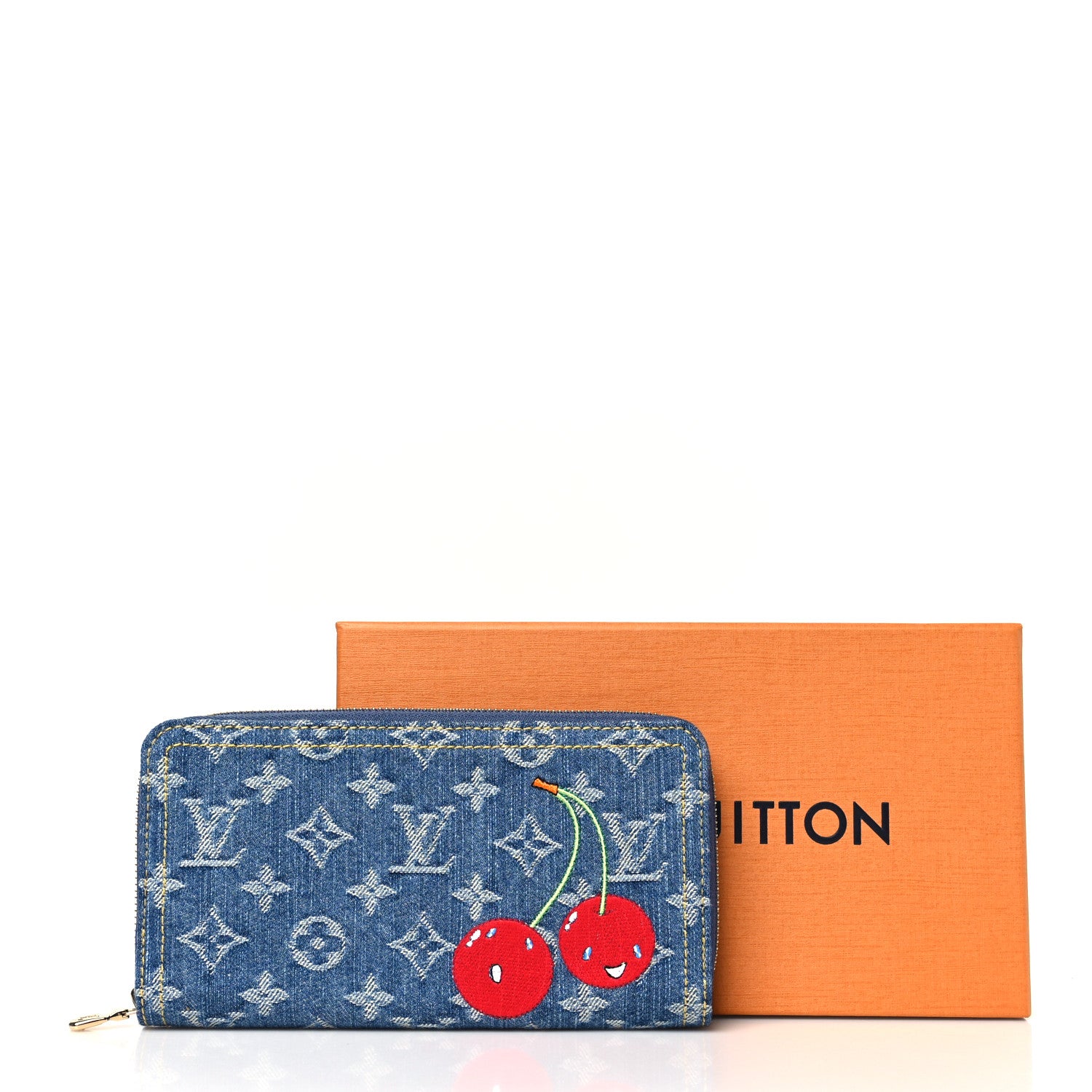 Louis Vuitton LV X TM Monogram Denim Cerises Zippy Wallet Blue 8 of 8