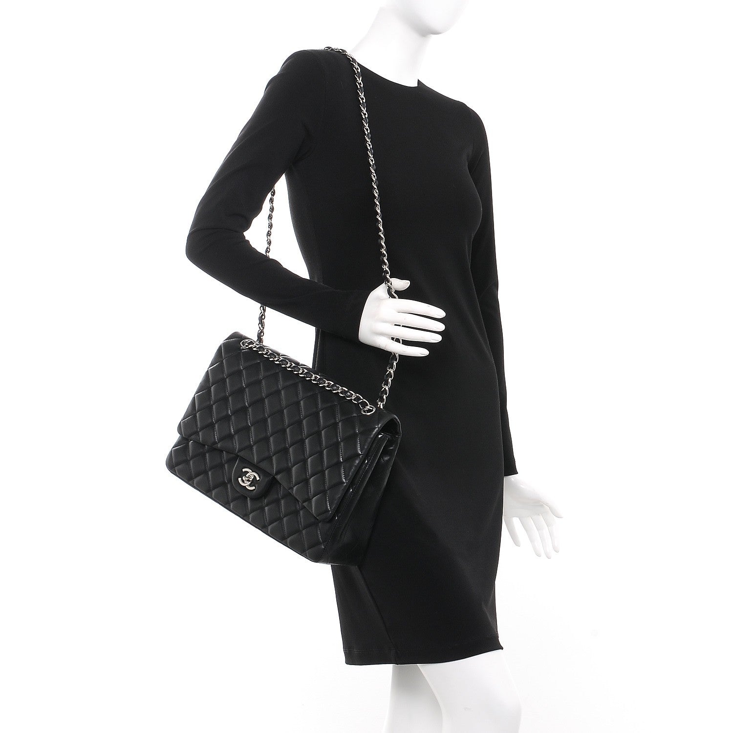 Chanel Lambskin Quilted Maxi Single Flap Black 3 of 9