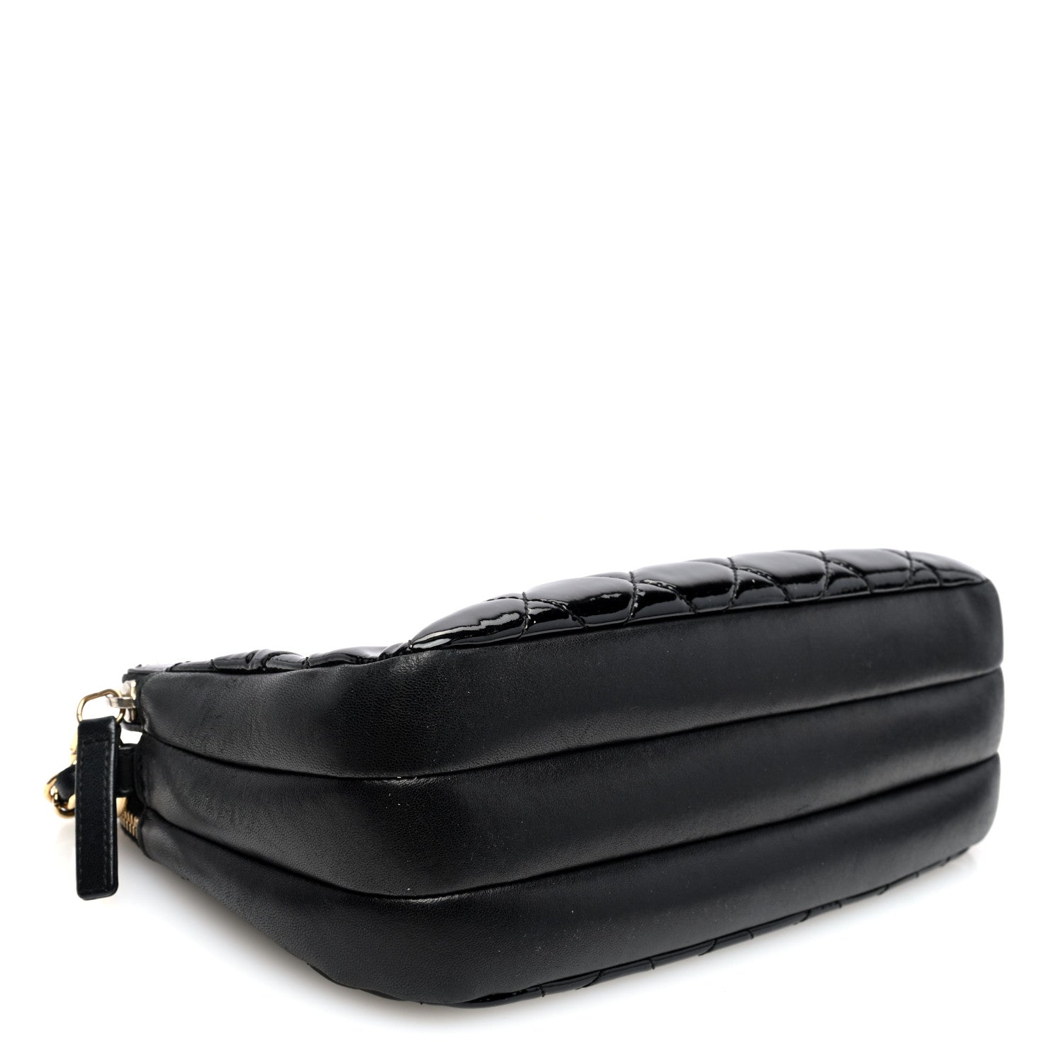 Chanel Patent Quilted Crown CC Double Zip Bag Black 4 of 12