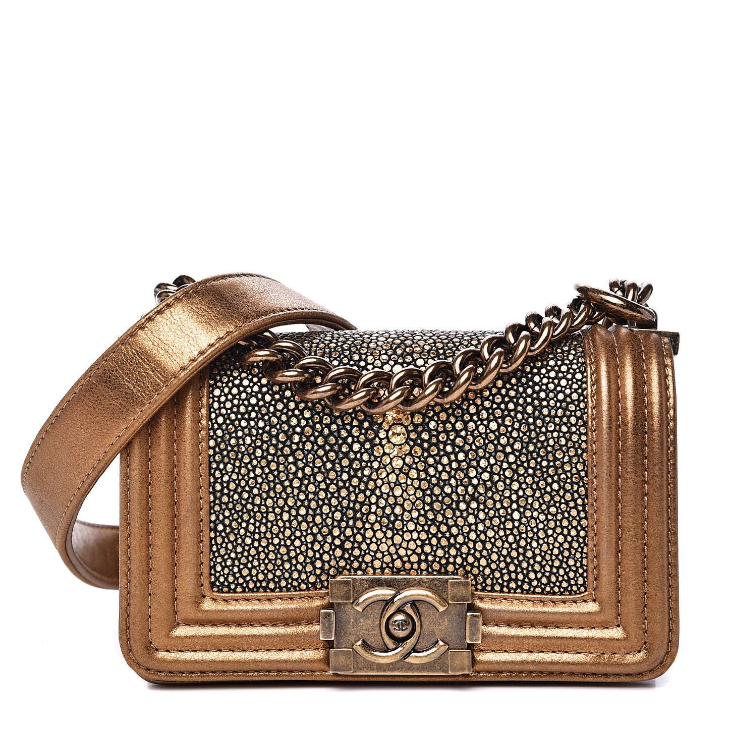 Galuchat Stingray Mini Boy Flap Gold