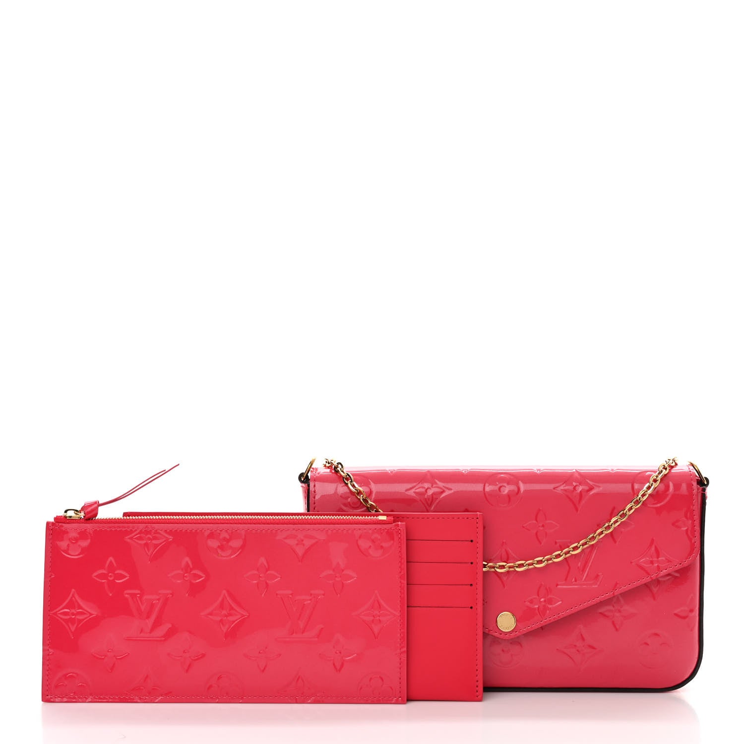 Louis Vuitton Vernis Felicie Pochette Chain Wallet Hot Pink 3 of 13