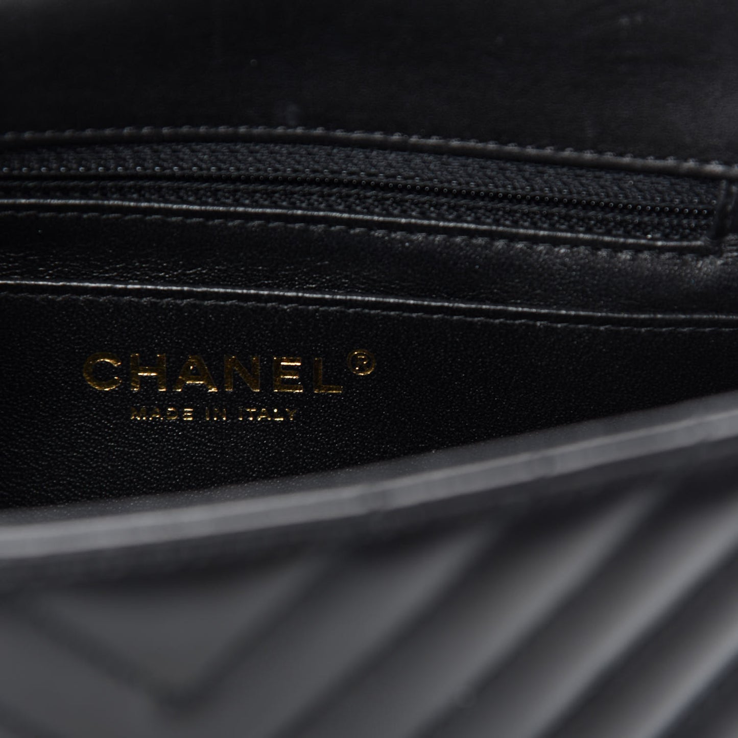 Lambskin Chevron Quilted Mini Square Flap Black