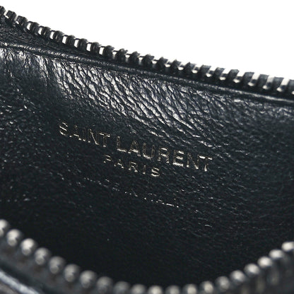 Saint Laurent Grain De Poudre Matelasse Chevron Monogram Fragments Zippered Card Case Black 6 of 8