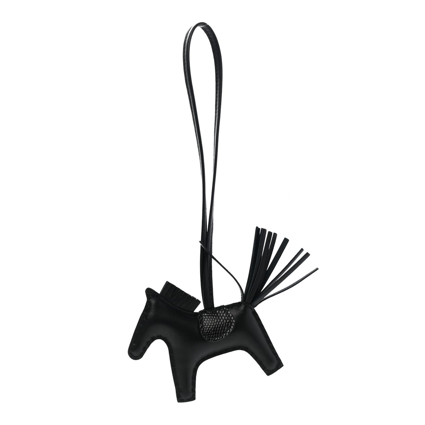 Milo Lambskin Lizard Touch Grigri Rodeo Horse Bag Charm PM So Black