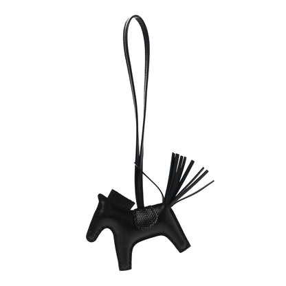Hermes Milo Lambskin Lizard Touch Grigri Rodeo Horse Bag Charm PM So Black 1 of 5