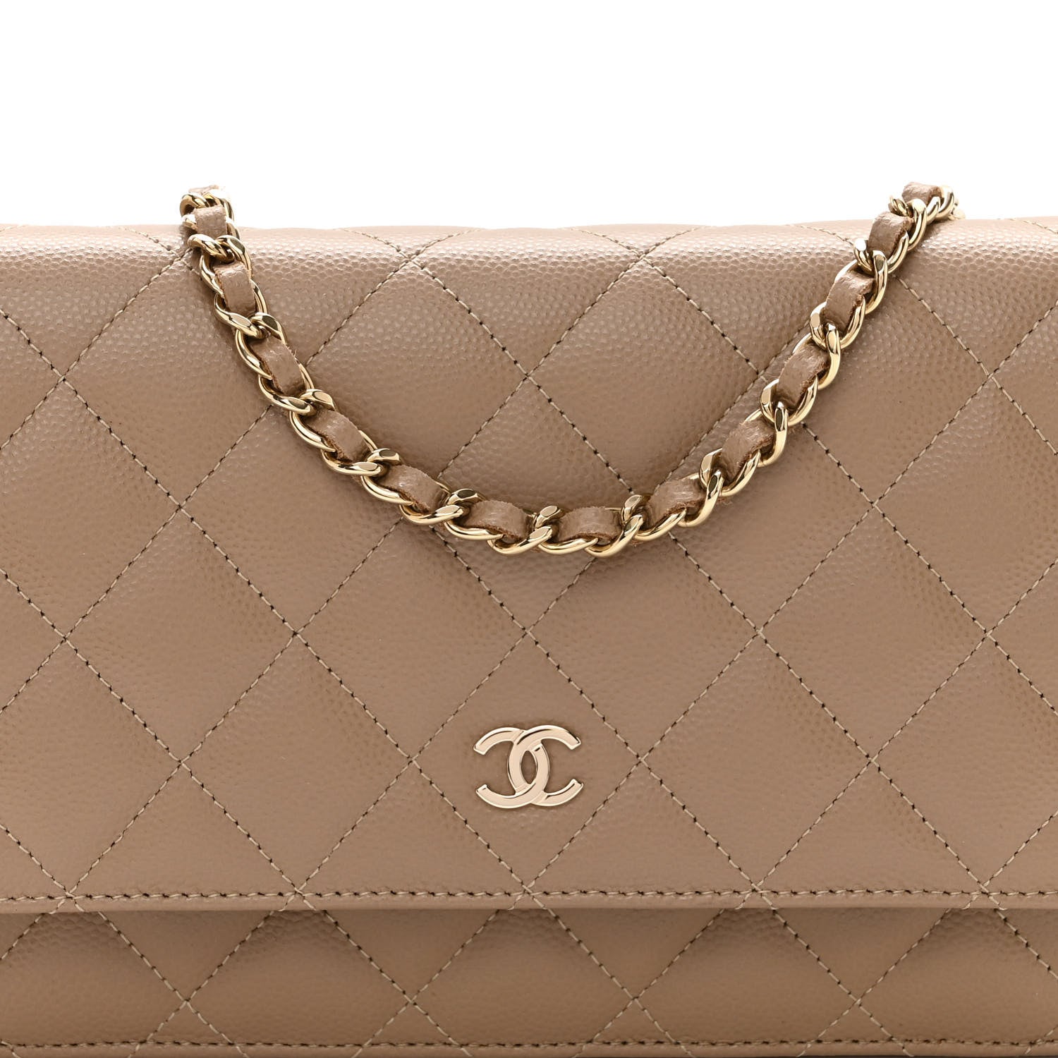Chanel Caviar Quilted Wallet On Chain WOC Dark Beige 9 of 11